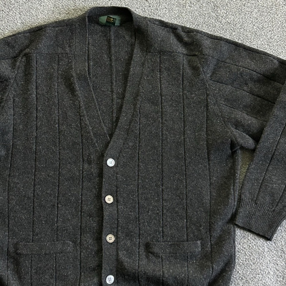 Vintage Club Room Sweater Mens Medium Grey Lambswool V Neck Cardigan Hong Kong